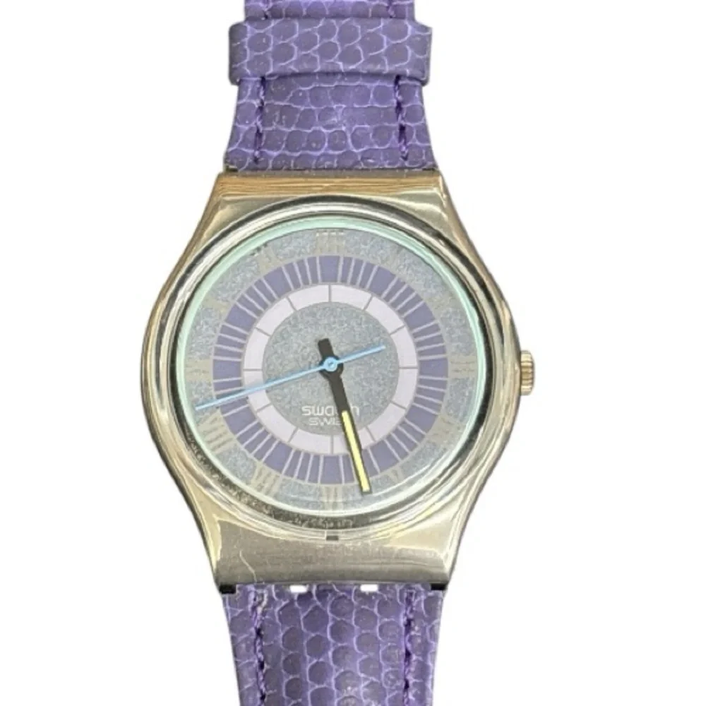 Vintage Swatch Men’s Alexander Purple and Silver 1992 Watch Unisex Y2K